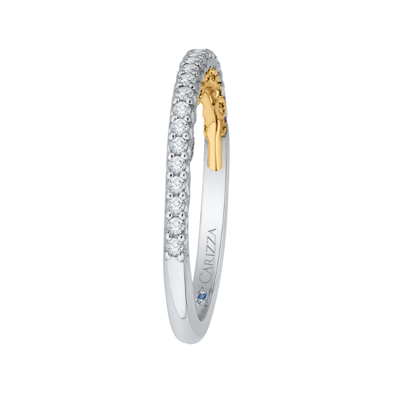 Round Diamond Half-Eternity Wedding Band in 14K Two Tone Gold
