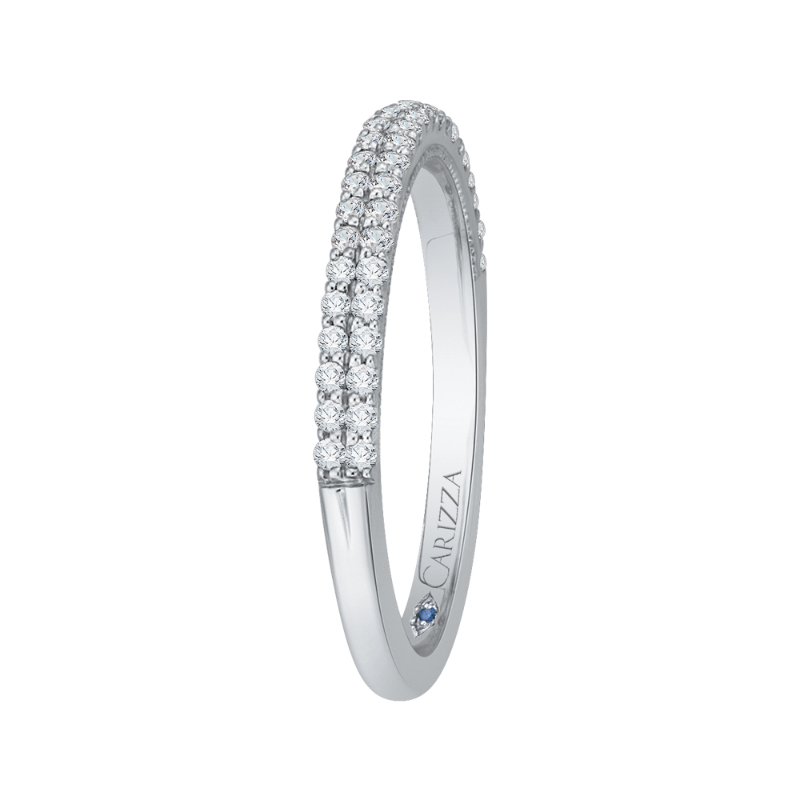 Round Diamond Half-Eternity Wedding Band in 14K White Gold