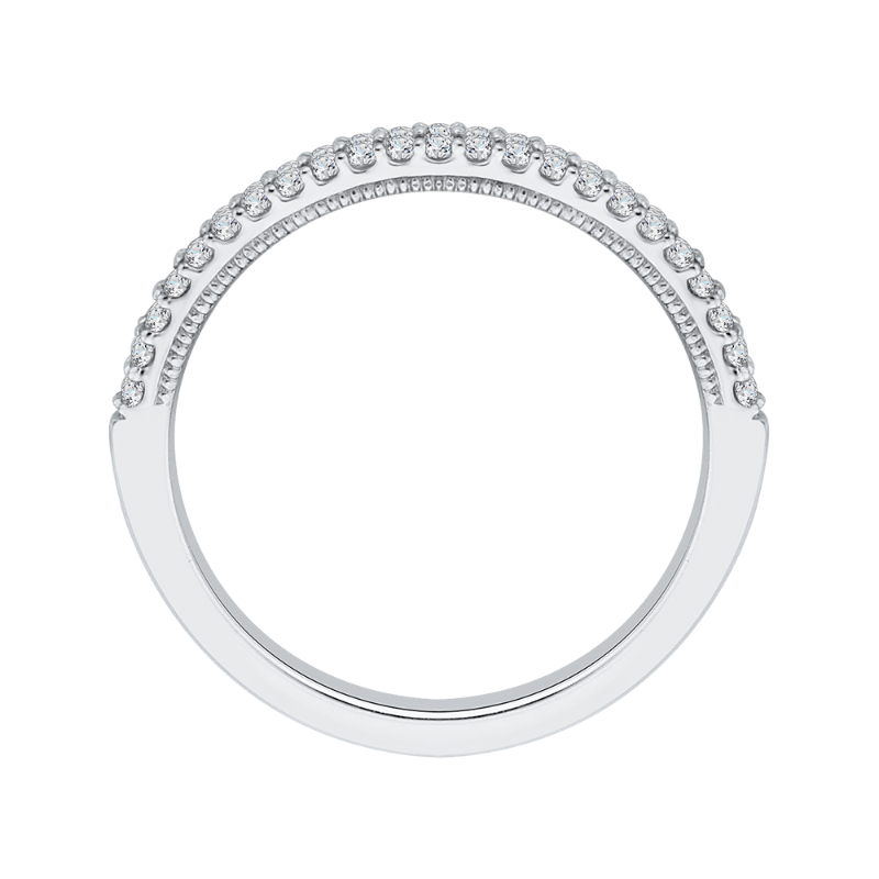 Round Diamond Half-Eternity Wedding Band in 14K White Gold