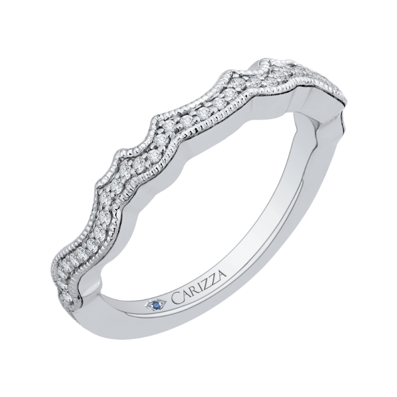 Round Diamond Wedding Band in 14K White Gold