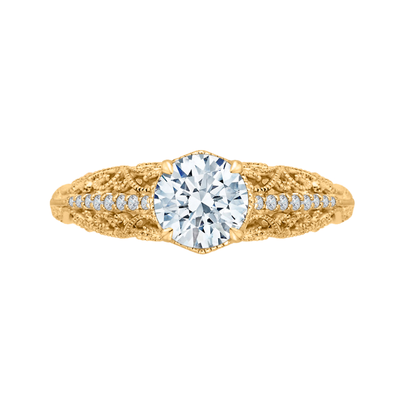 Round Diamond Engagement Ring in 14K Yellow Gold (Semi-Mount)