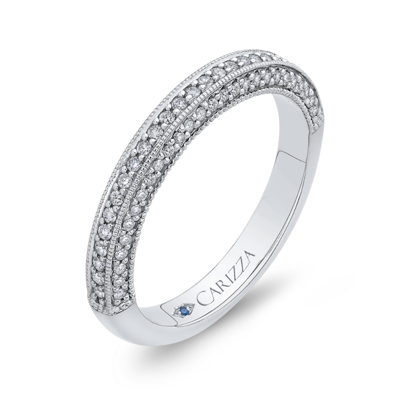 Round Diamond Half-Eternity Wedding Band in 14K White Gold