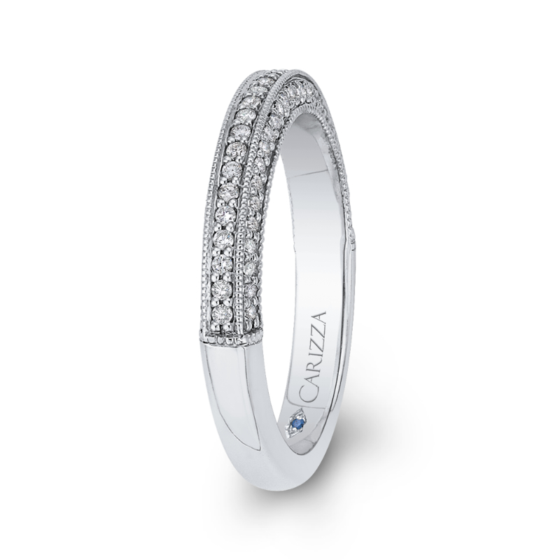 Round Diamond Half-Eternity Wedding Band in 14K White Gold