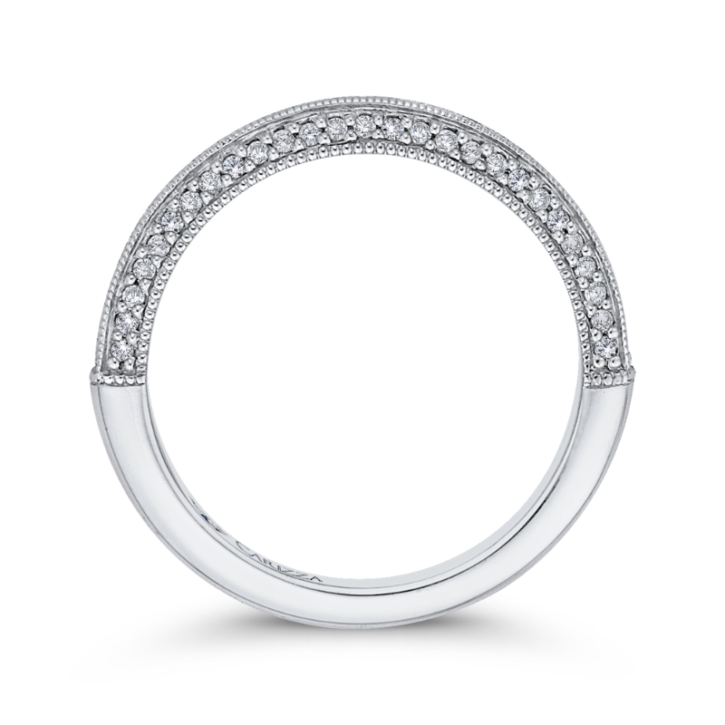 Round Diamond Half-Eternity Wedding Band in 14K White Gold