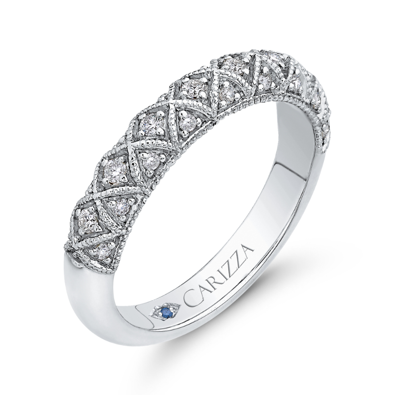 Round Diamond Half-Eternity Wedding Band in 14K White Gold