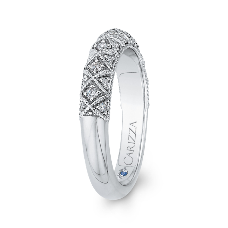 Round Diamond Half-Eternity Wedding Band in 14K White Gold