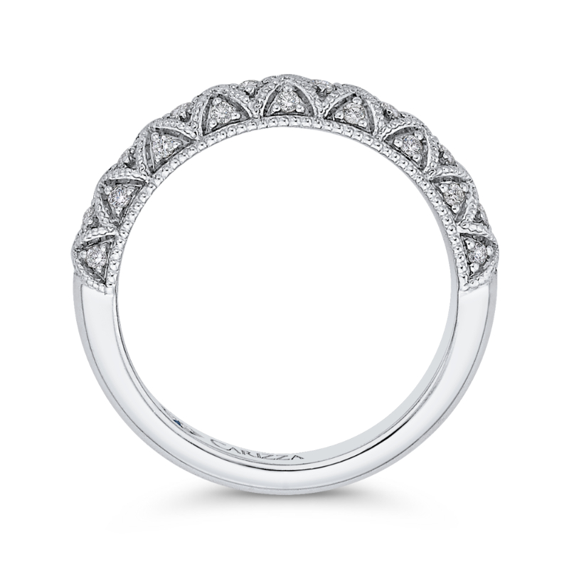 Round Diamond Half-Eternity Wedding Band in 14K White Gold
