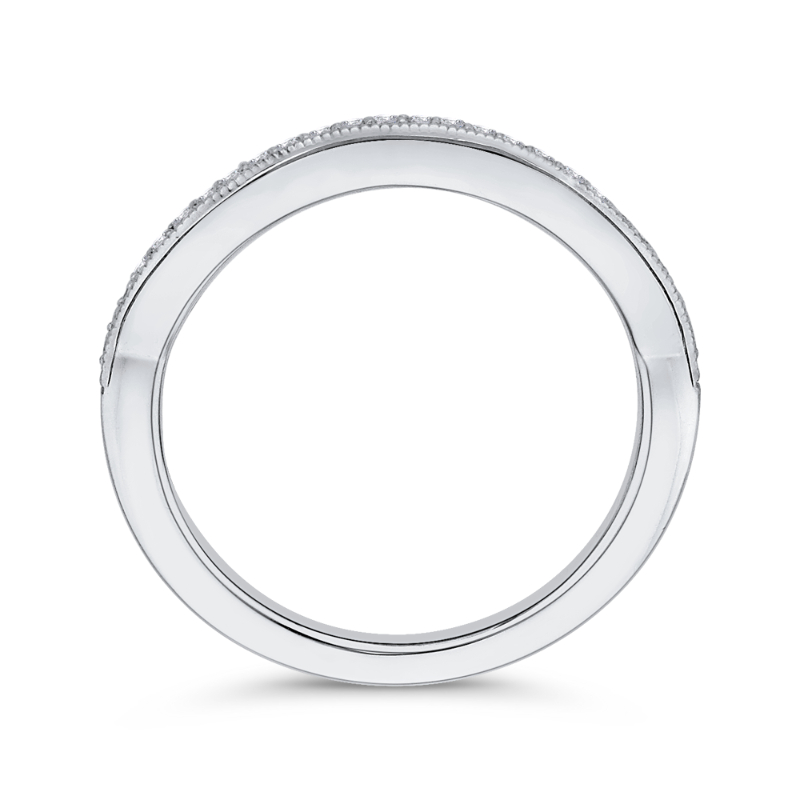 Round Diamond Half-Eternity Wedding Band in 14K White Gold