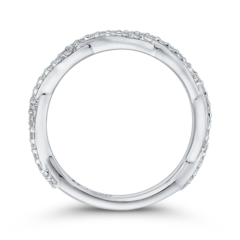 Round Diamond Crossover Wedding Band in 14K White Gold