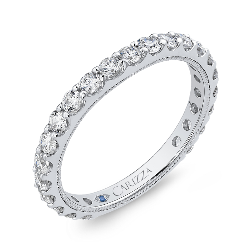 Round Diamond Wedding Band in 14K White Gold