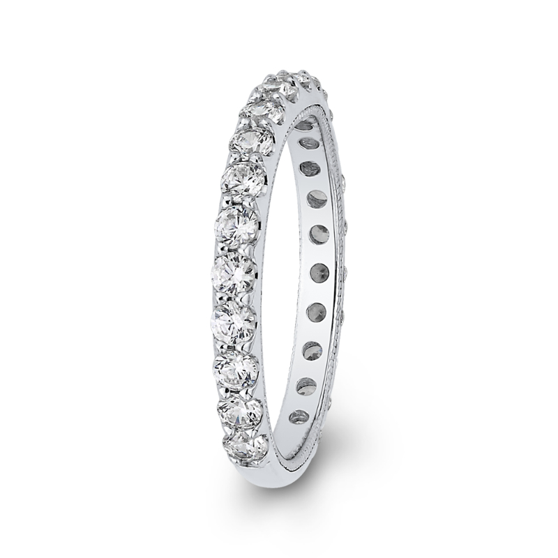Round Diamond Wedding Band in 14K White Gold