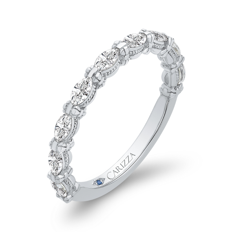Marquise Cut Diamond Wedding Band in 14K White Gold
