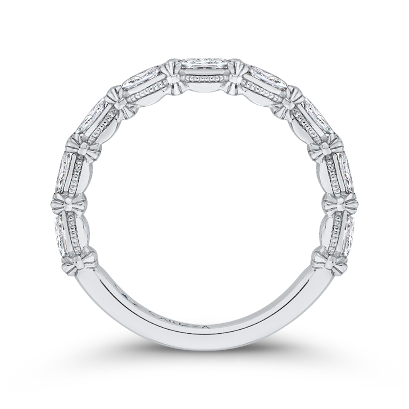 Marquise Cut Diamond Wedding Band in 14K White Gold