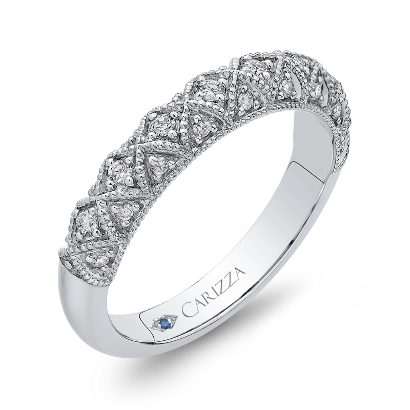 Round Diamond Half-Eternity Wedding Band in 14K White Gold