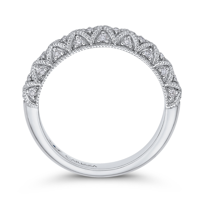 Round Diamond Half-Eternity Wedding Band in 14K White Gold