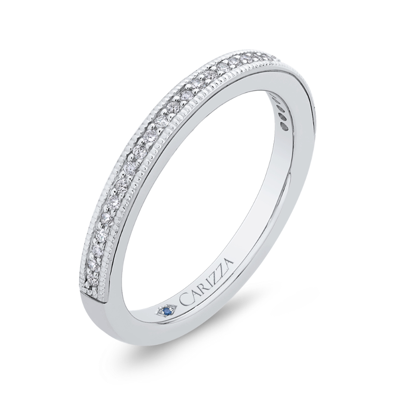 Round Diamond Half-Eternity Wedding Band in 14K White Gold