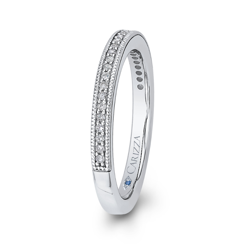 Round Diamond Half-Eternity Wedding Band in 14K White Gold