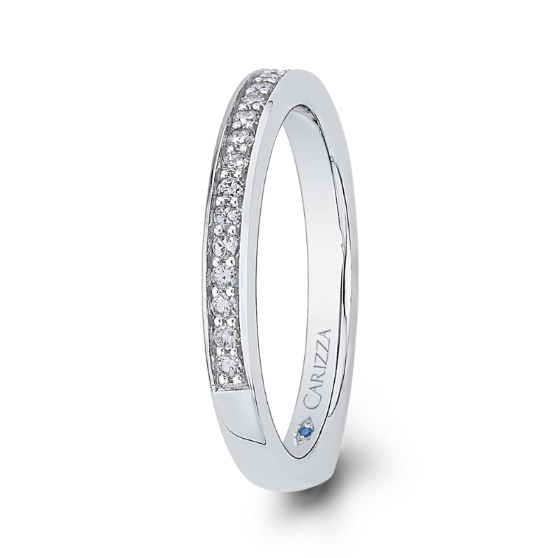 Round Diamond Half-Eternity Wedding Band in 14K White Gold