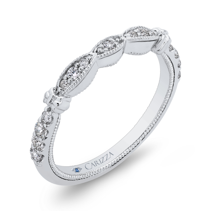 Round Diamond Half-Eternity Wedding Band in 14K White Gold