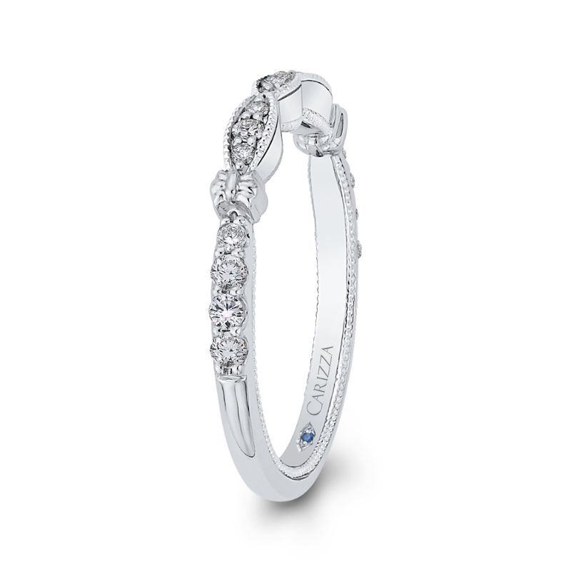 Round Diamond Half-Eternity Wedding Band in 14K White Gold