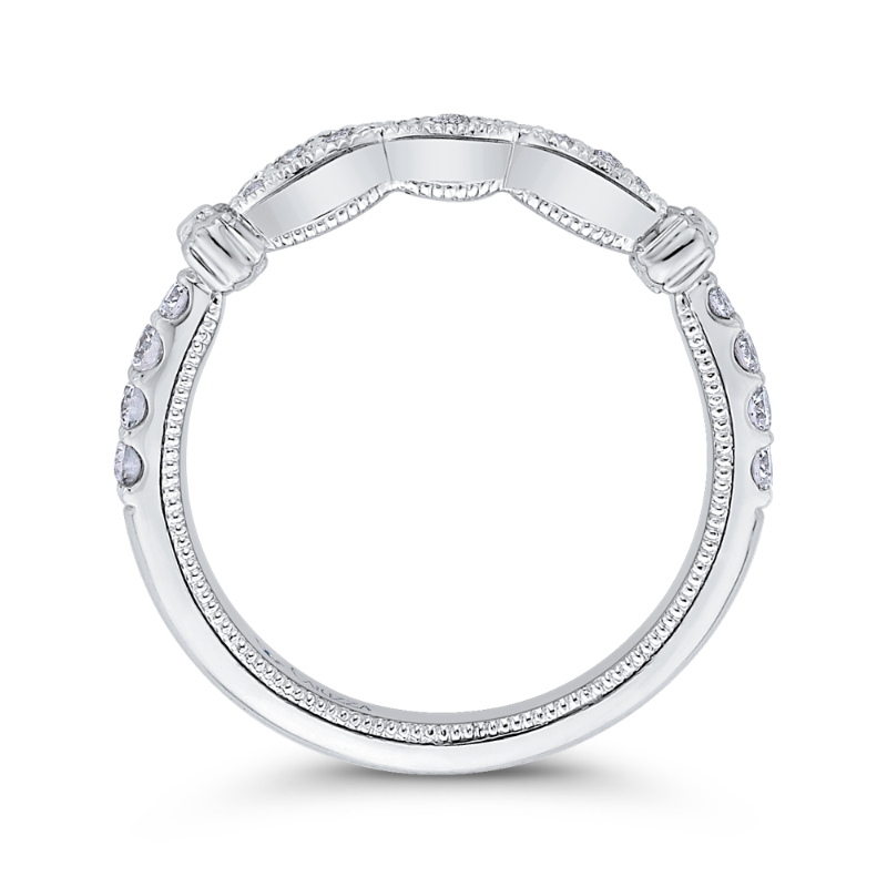 Round Diamond Half-Eternity Wedding Band in 14K White Gold