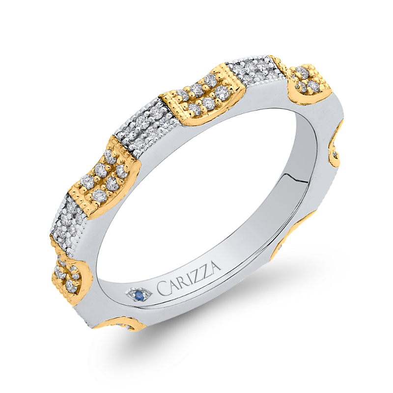 Round Diamond Eternity Wedding Band in 14K Two Tone Gold