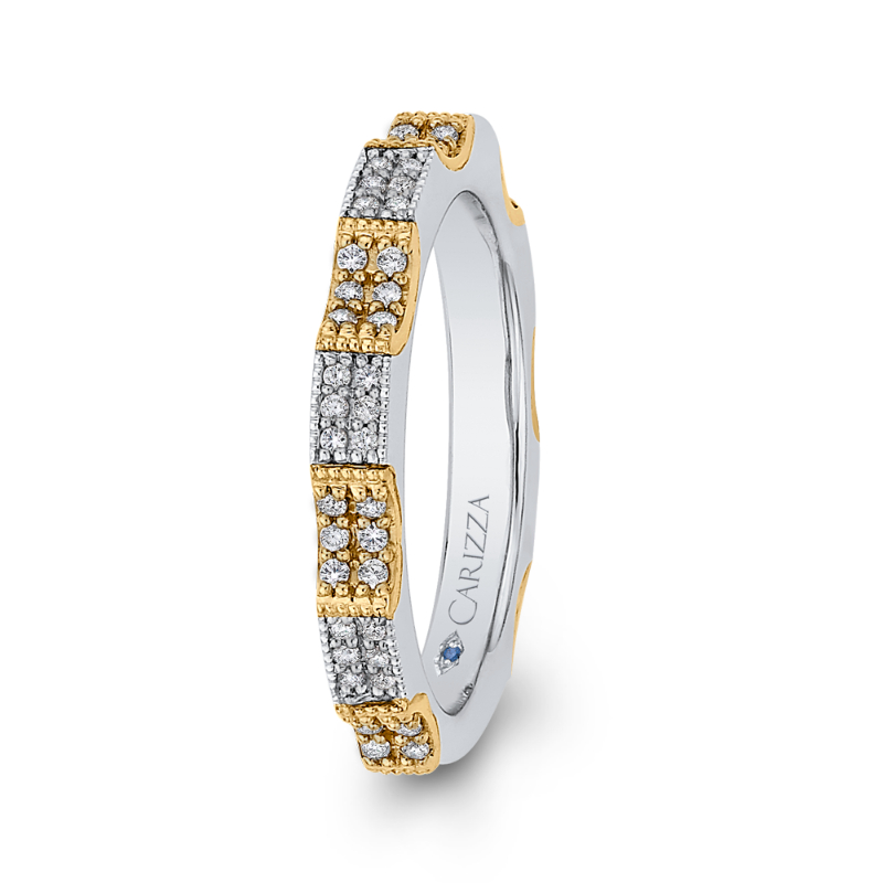 Round Diamond Eternity Wedding Band in 14K Two Tone Gold