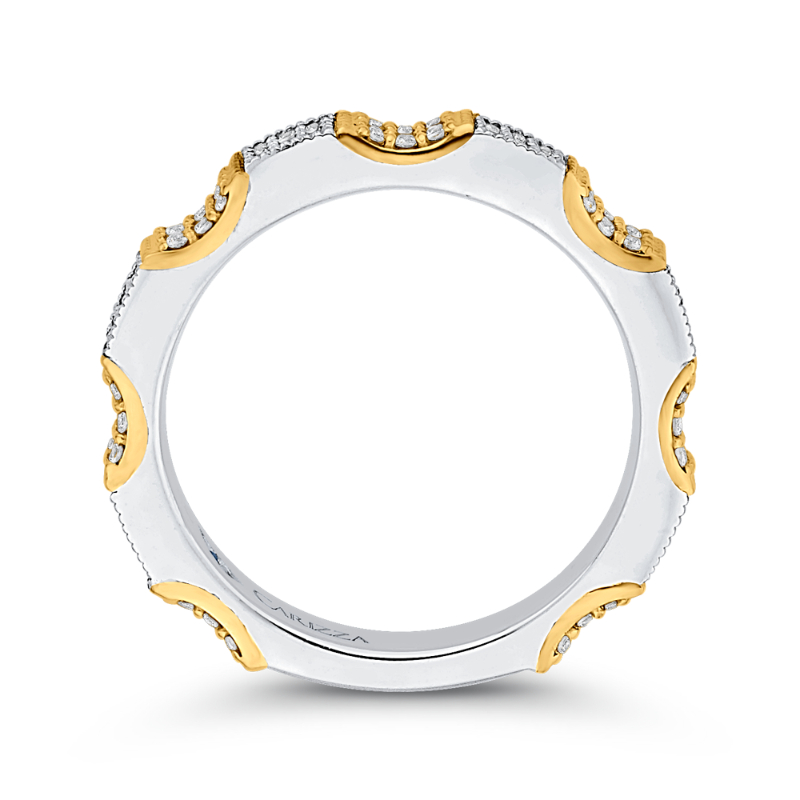Round Diamond Eternity Wedding Band in 14K Two Tone Gold