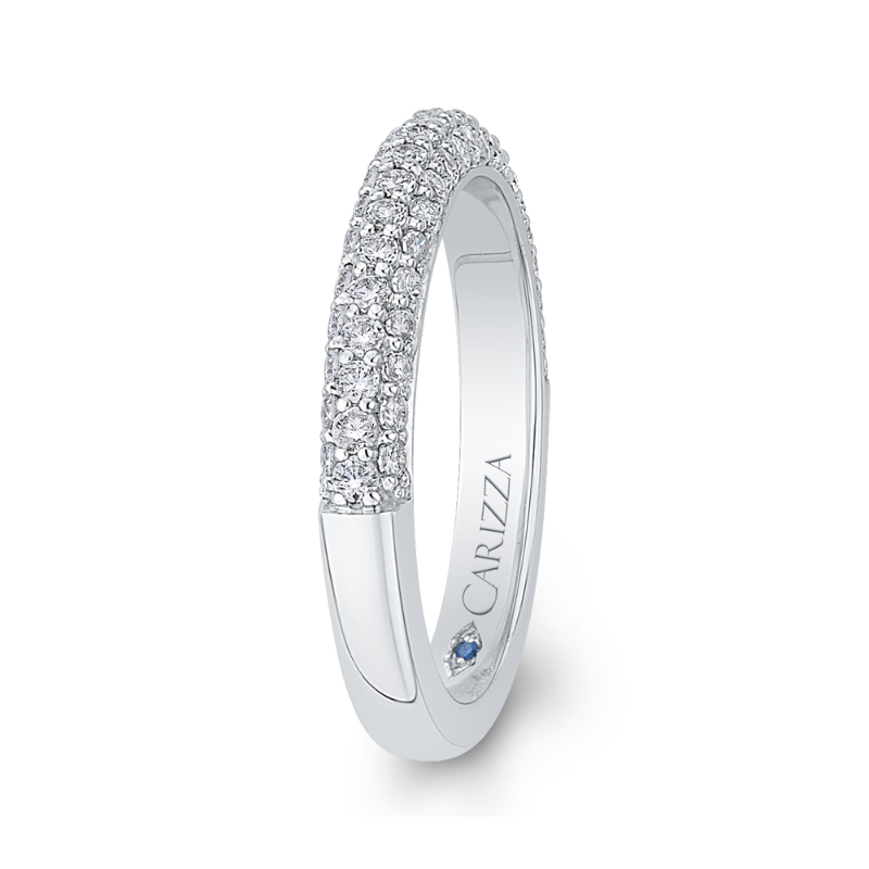 Round Diamond Half-Eternity Wedding Band in 14K White Gold