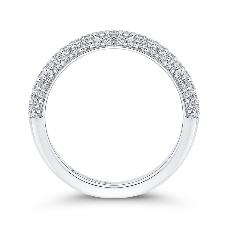 Round Diamond Half-Eternity Wedding Band in 14K White Gold