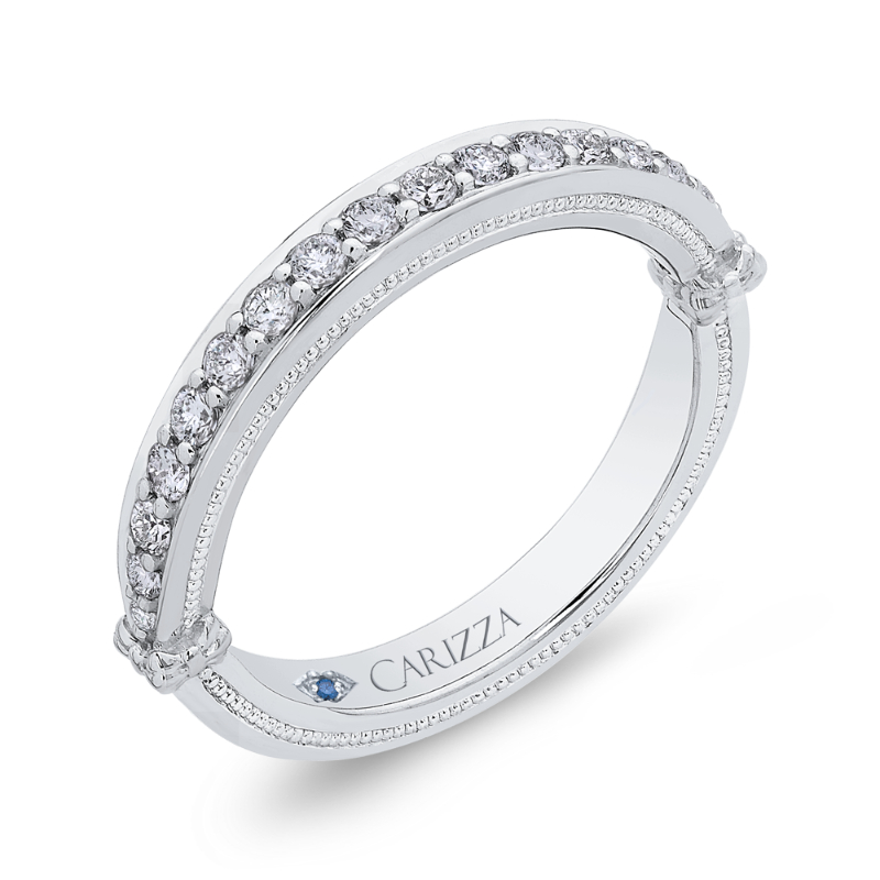 Round Diamond Half-Eternity Wedding Band in 14K White Gold