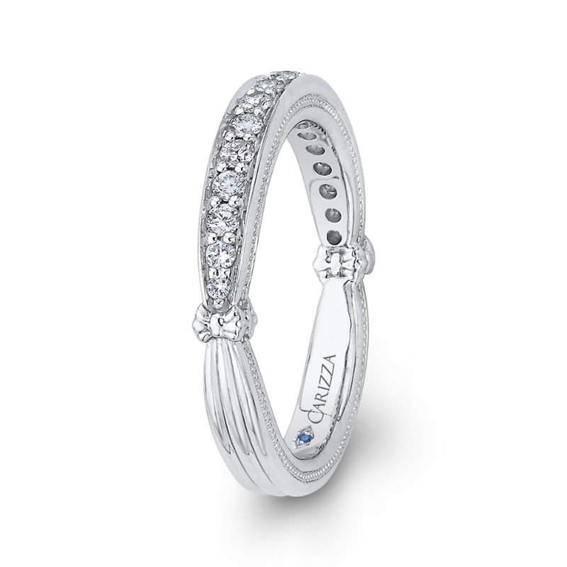 Round Diamond Half-Eternity Wedding Band in 14K White Gold