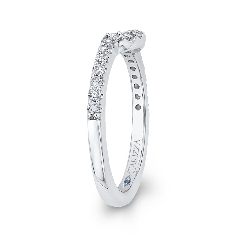 Round Diamond Half-Eternity Wedding Band in 14K White Gold