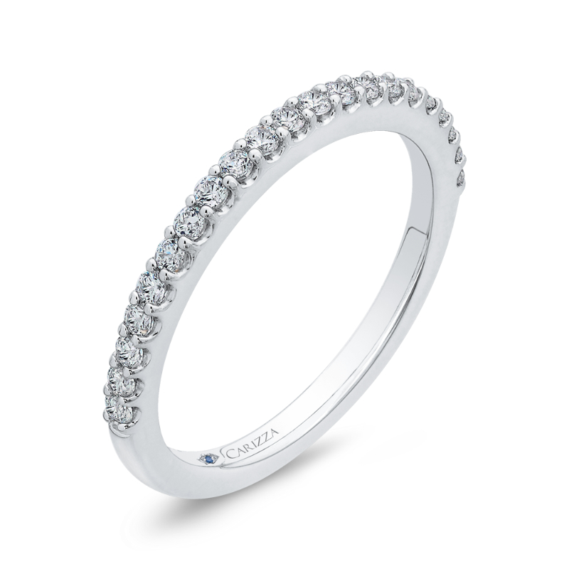 Round Diamond Half-Eternity Wedding Band in 14K White Gold
