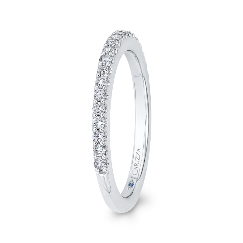 Round Diamond Half-Eternity Wedding Band in 14K White Gold