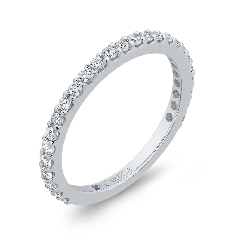 Round Diamond Wedding Band in 14K White Gold