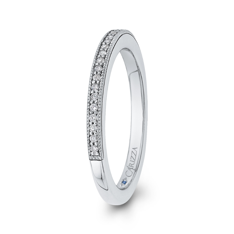 Round Diamond Half-Eternity Wedding Band in 14K White Gold