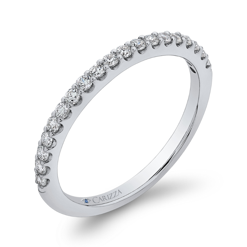 Round Diamond Half-Eternity Wedding Band in 14K White Gold