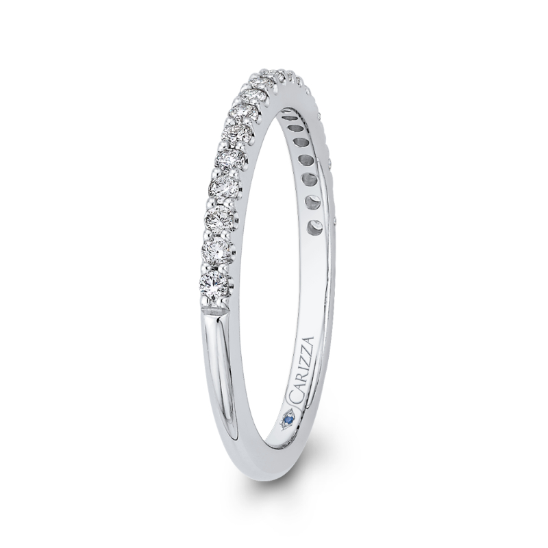 Round Diamond Half-Eternity Wedding Band in 14K White Gold
