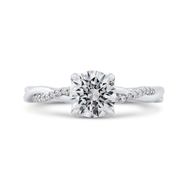 Round Diamond Engagement Ring with Criss-Cross Shank in 14K White Gold (Semi-Mount)