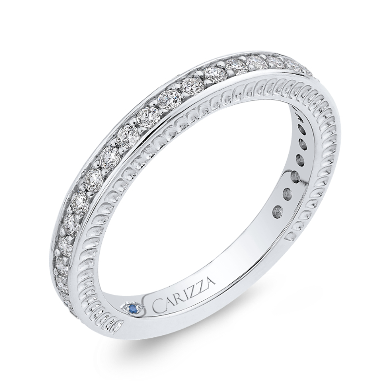 Round Diamond Wedding Band in 14K White Gold