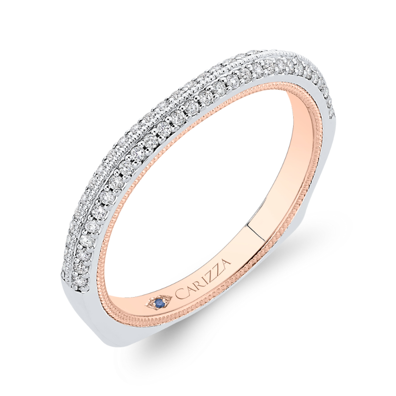 Diamond Half-Eternity Wedding Band in 14K Two Tone Gold