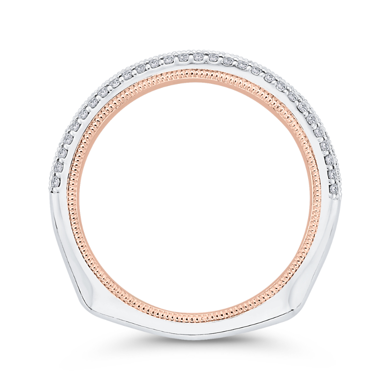 Diamond Half-Eternity Wedding Band in 14K Two Tone Gold