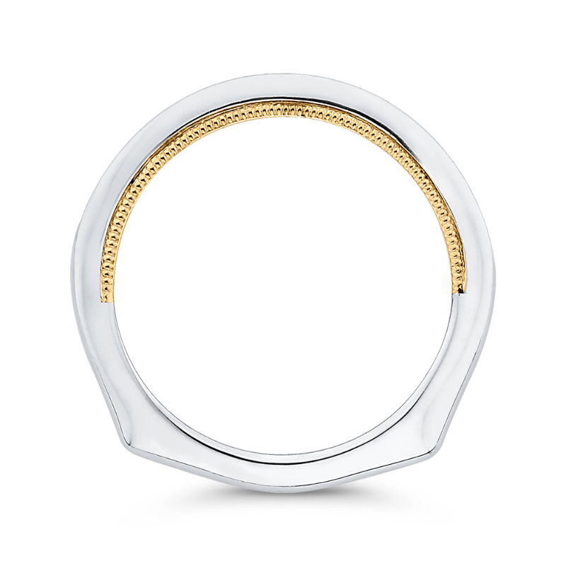 Round Diamond Half-Eternity Wedding Band in 14K Two Tone Gold