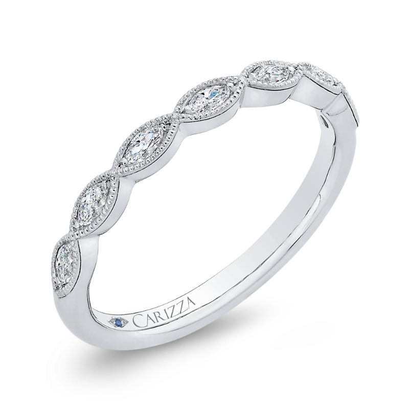 Marquise Cut Diamond Wedding Band in 14K White Gold