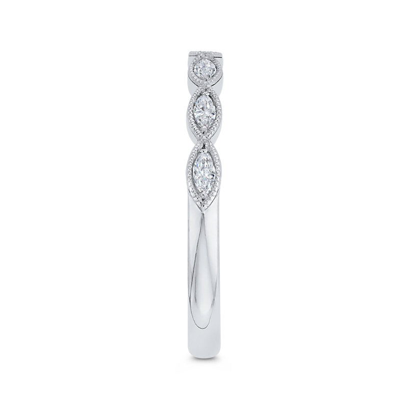 Marquise Cut Diamond Wedding Band in 14K White Gold