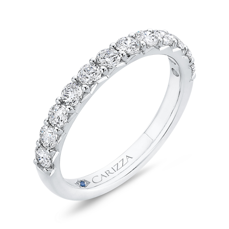 Round Diamond Half-Eternity Wedding Band in 14K White Gold