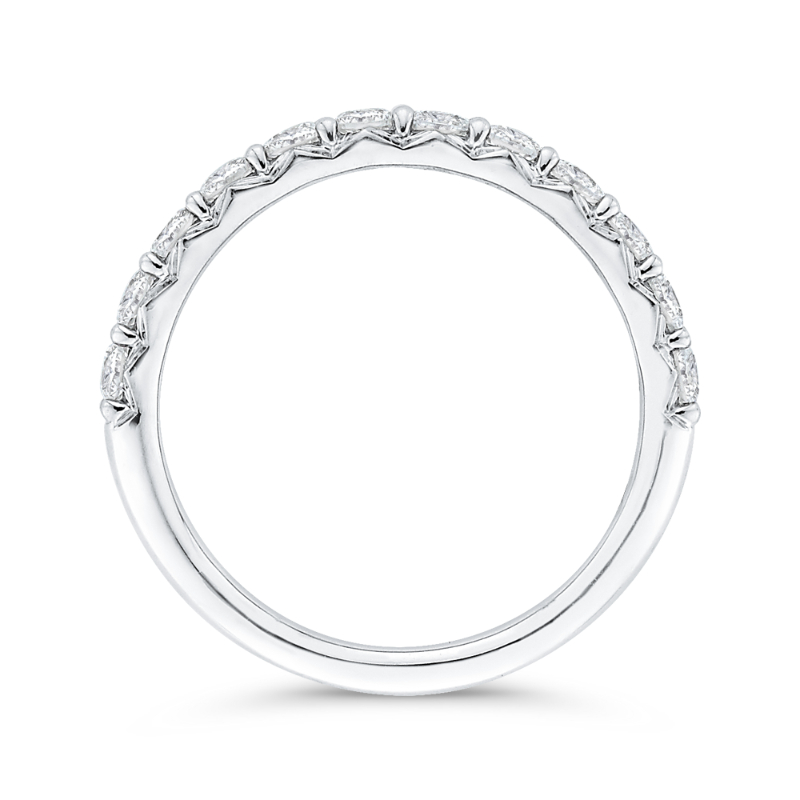 Round Diamond Half-Eternity Wedding Band in 14K White Gold