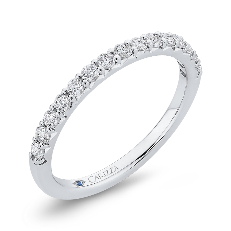 Round Diamond Half-Eternity Wedding Band in 14K White Gold
