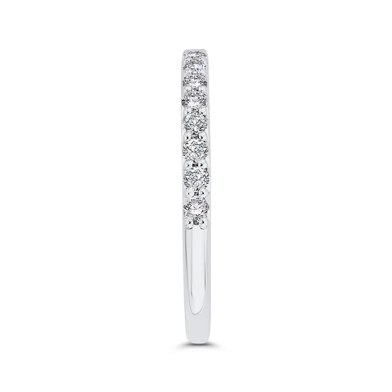 Round Diamond Half-Eternity Wedding Band in 14K White Gold
